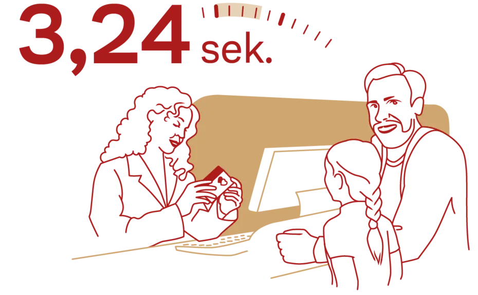 Imač prikazuje ženu koja razgovara sa dvoje ljudi u redosledu, uz pokazivač vremena koji prikazuje 3,24 sekunde.